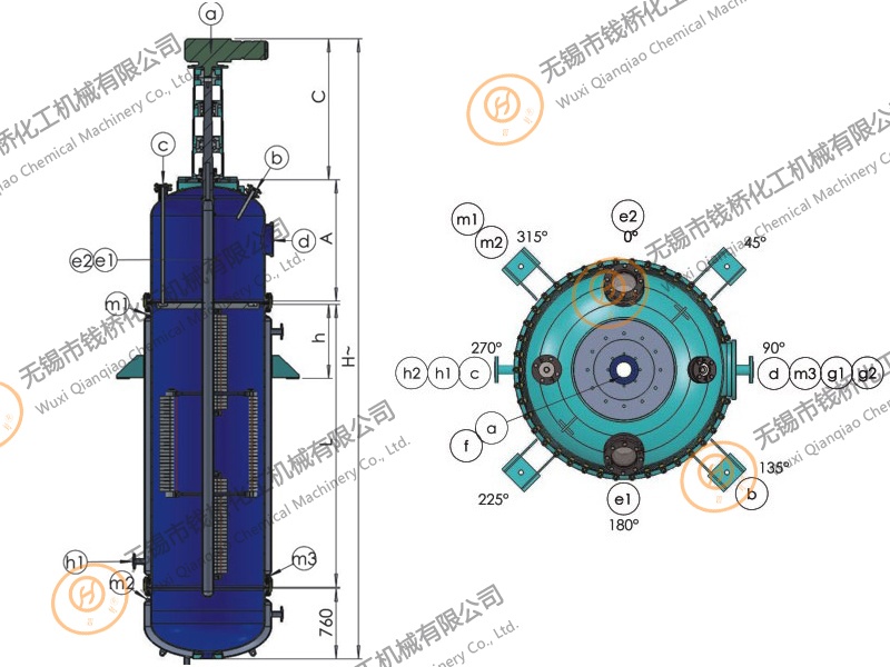WFE系列搪玻璃薄膜蒸发器设计图