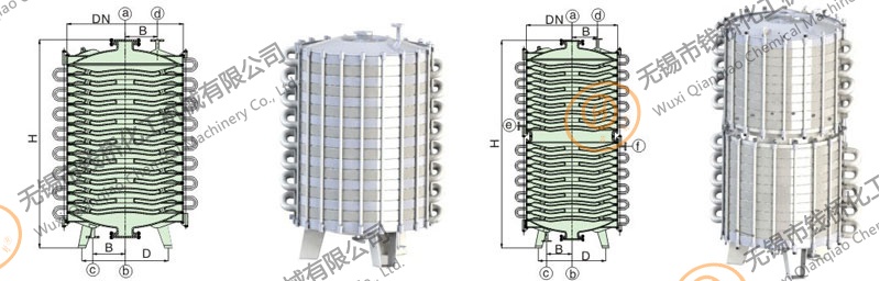 P系列搪玻璃多孔冷凝器设计图