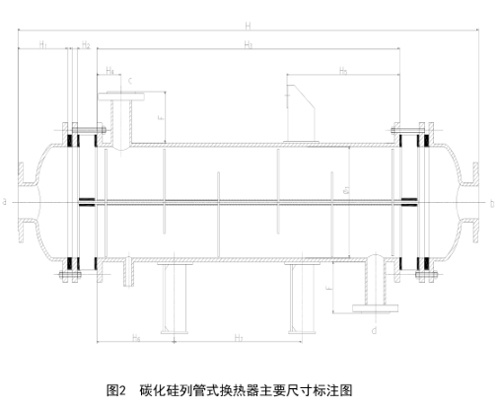 碳化硅列管换热器主要尺寸标注图